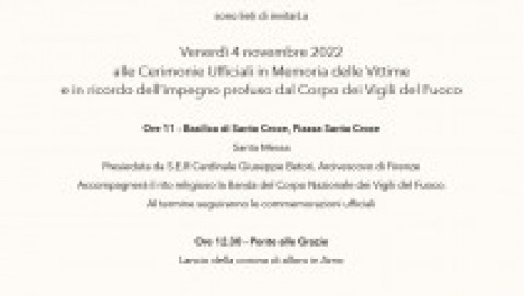 4 novembre: le cerimonie per il 56° Anniversario Alluvione di Firenze