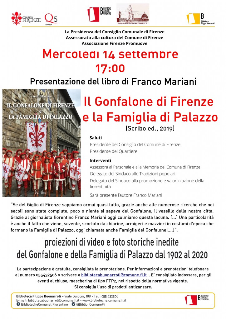 14 settembre 2022 presentazione libro sul gonfalone di Firenze alla Biblioteca Buonarroti