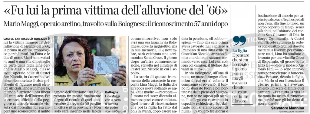 Corriere Fiorentino - Articolo - La prima vit_tima del fango, 57 anni dopo-page-001