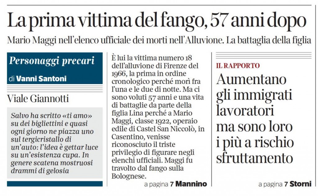 Corriere Fiorentino - Prima Pagina - La prima vit_tima del fango, 57 anni dopo-page-001(1)