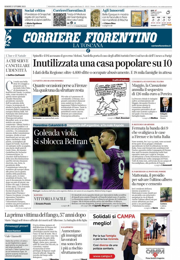 Corriere Fiorentino - Prima Pagina completa - La prima vit_tima del fango, 57 anni dopo-page-001(1)